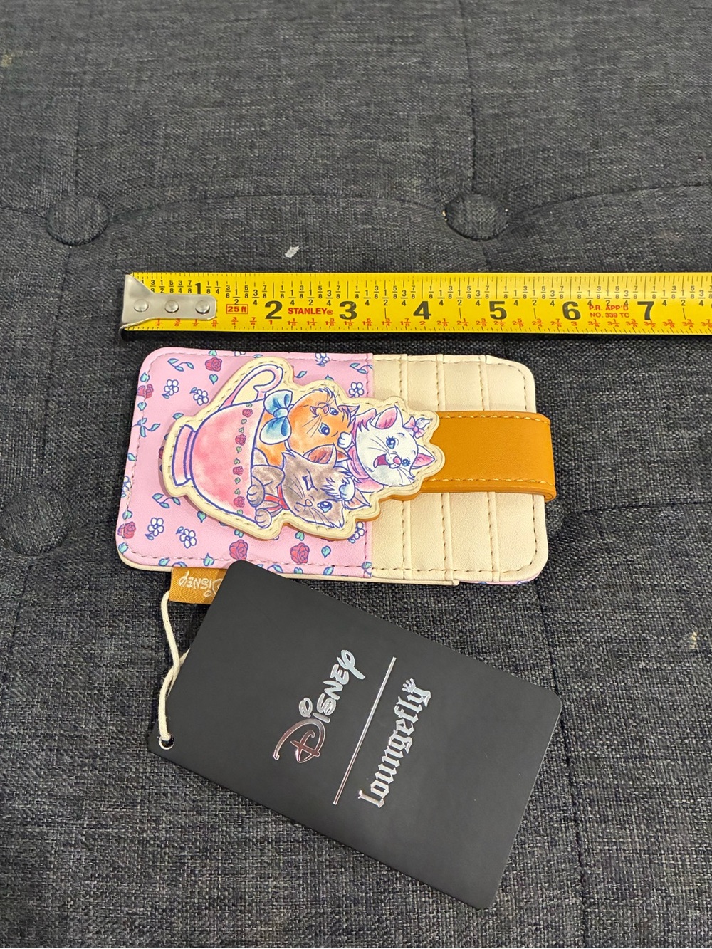 Loungefly Pink Floral Aristocats Card Holder with Mustard Strap - Picture 4 of 4